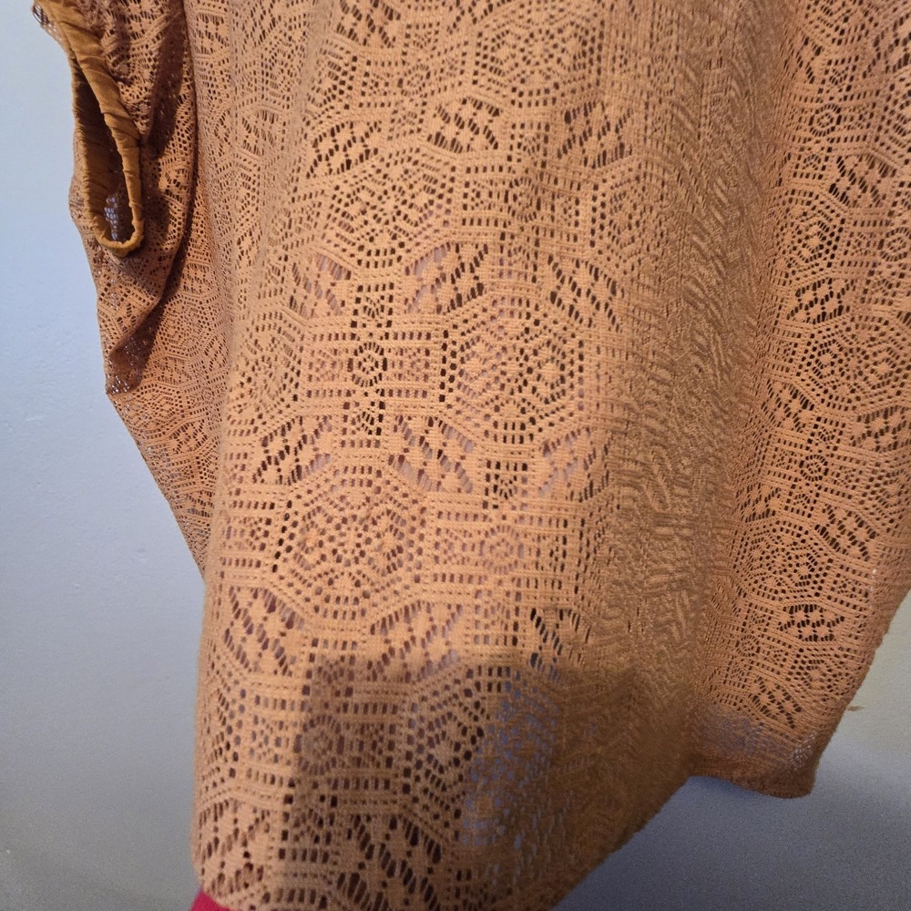 Anthropologie Akemi + Kin Bratton Lace Oversized Top Women M/L Gold Boho Cottage - Picture 3 of 10